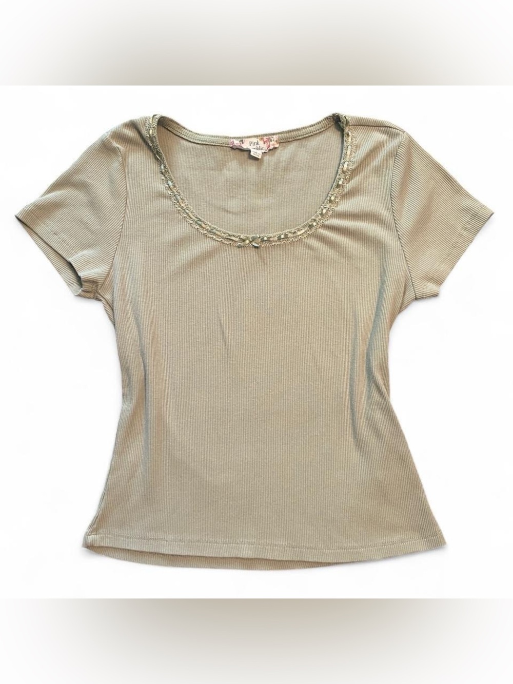 Pink Republic Top With Lace Trim Neckline
